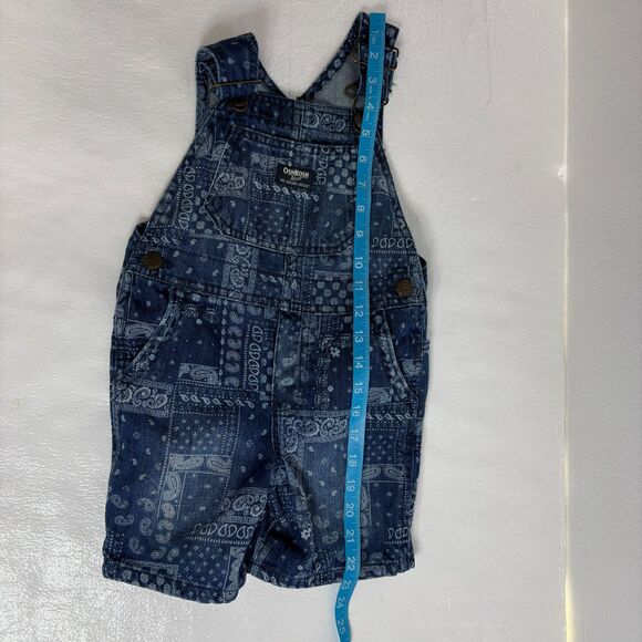 OshKosh B’gosh Blue Patchwork Farmer Toddler Size 3T Denim Overalls Bibs Vintage - Picture 4 of 8
